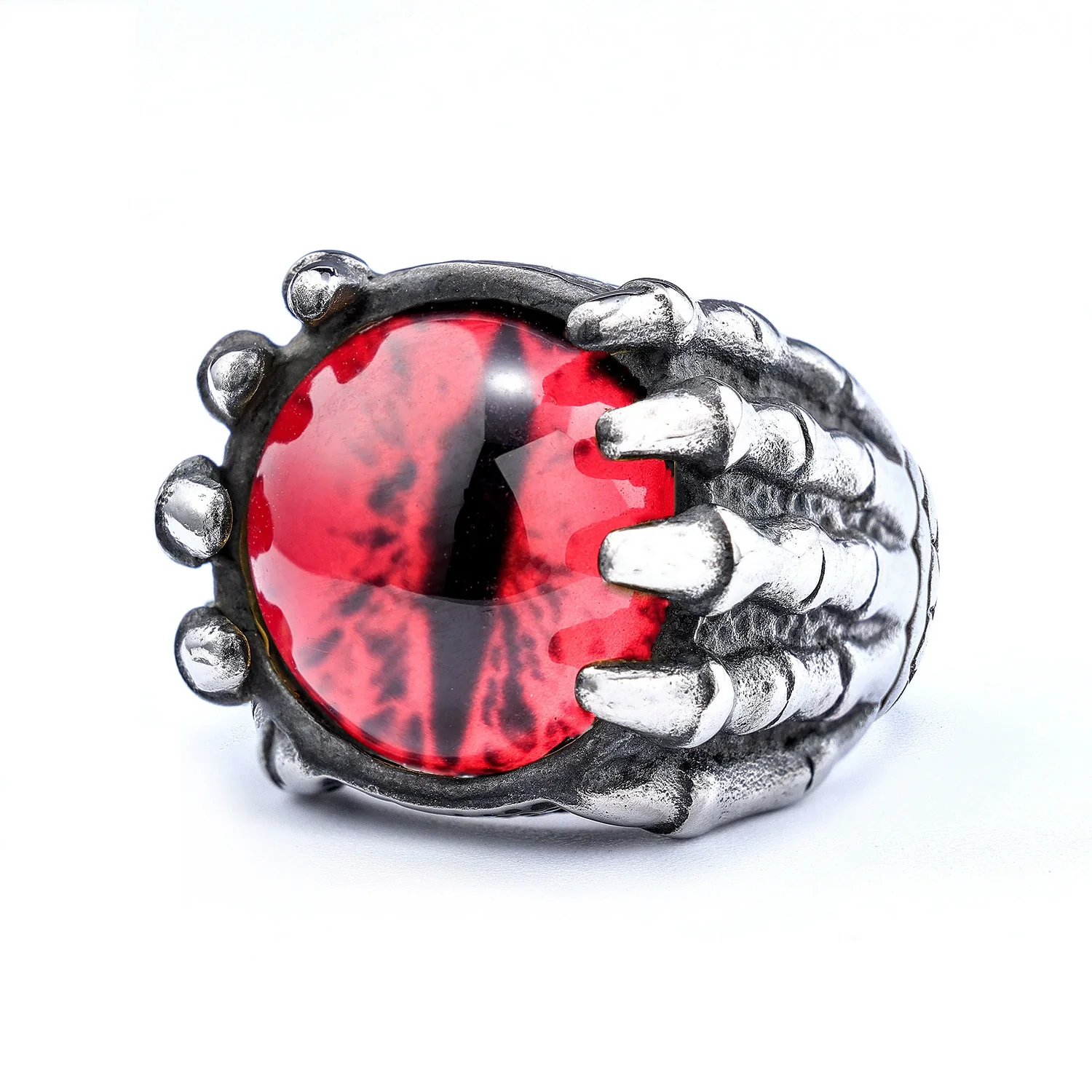 Punk Style Skull Paw Devil's Eye Stainless Steel Gothic Ring Set With Gems - Image 7