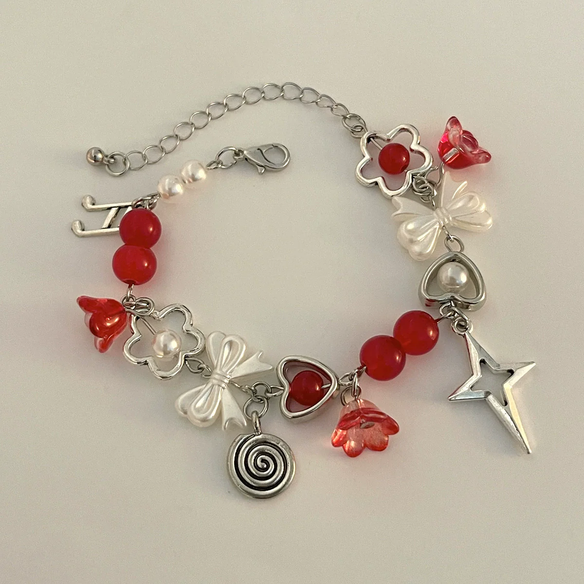 Punk Sweet Cool Style Hollow Fivepointed Star And Heart Shape Flower Pendant Bracelet For Women Imitation Pearls Electroplated - Image 11