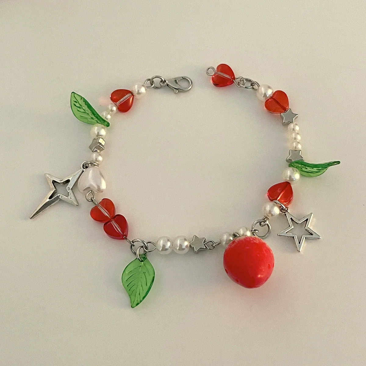 Punk Sweet Cool Style Hollow Fivepointed Star And Heart Shape Flower Pendant Bracelet For Women Imitation Pearls Electroplated - Image 13