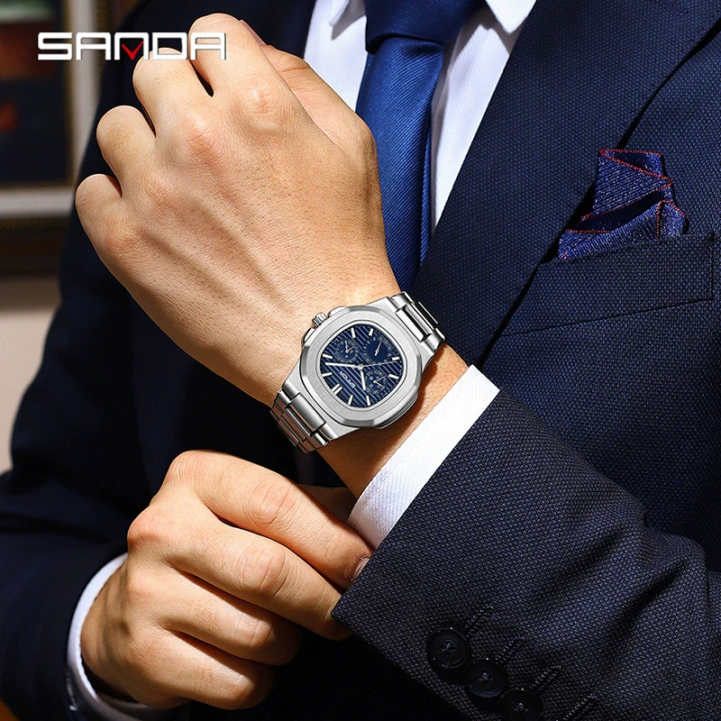 Quartz Men's Watch Zinc Alloy Case Steel Band Round Dial Leisure Style Waterproof - Image 2