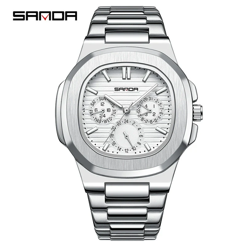 Quartz Men's Watch Zinc Alloy Case Steel Band Round Dial Leisure Style Waterproof - Image 3
