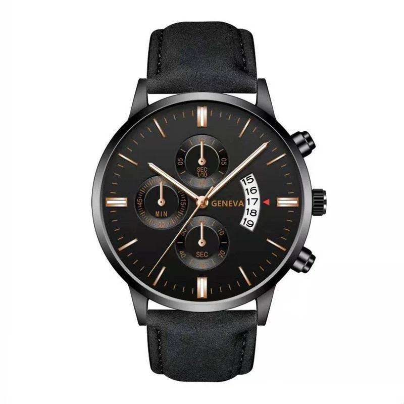 Quartz Watch Alloy Case Imitation Leather Strap Round Dial Men's Fashion Business Watch - Image 4