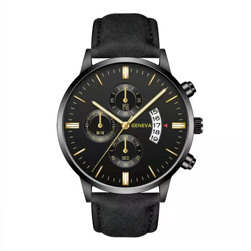 Quartz Watch Alloy Case Imitation Leather Strap Round Dial Men's Fashion Business Watch - Image 5
