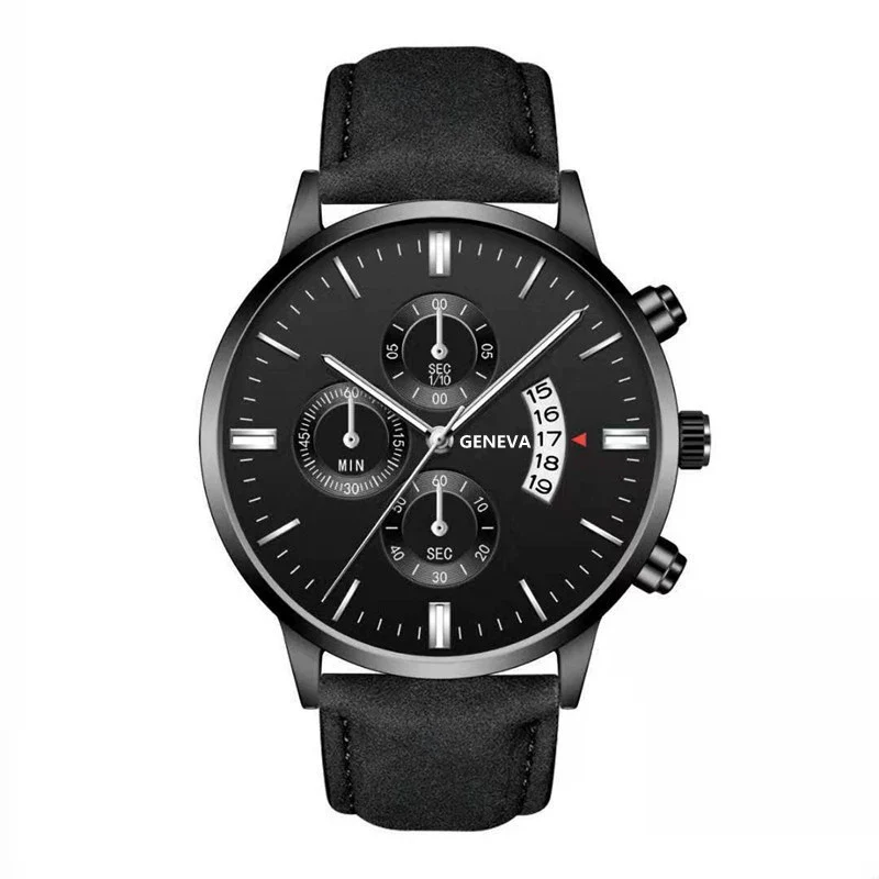 Quartz Watch Alloy Case Imitation Leather Strap Round Dial Men's Fashion Business Watch - Image 7