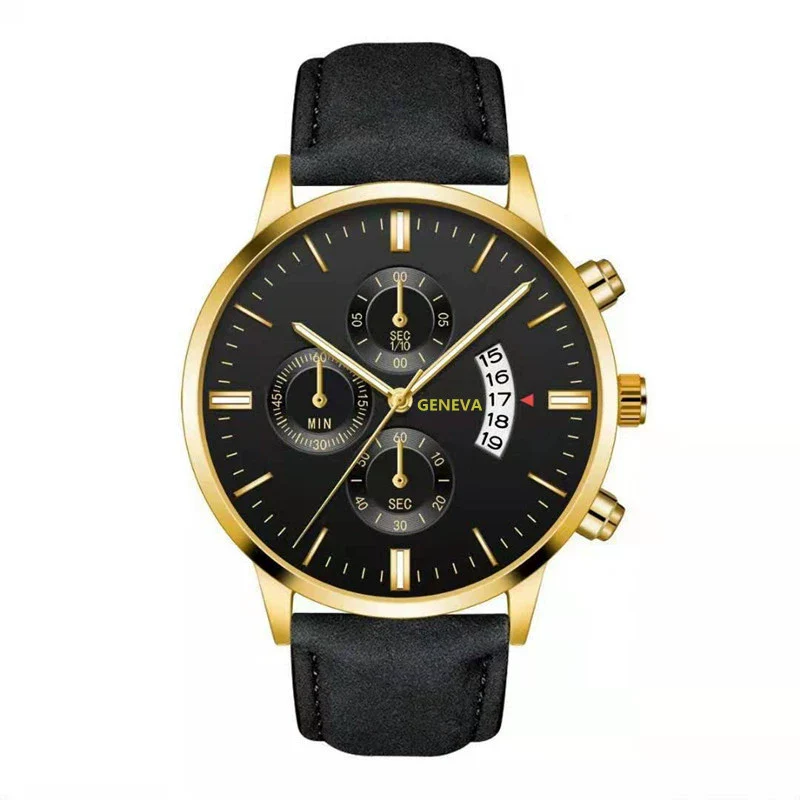 Quartz Watch Alloy Case Imitation Leather Strap Round Dial Men's Fashion Business Watch - Image 8