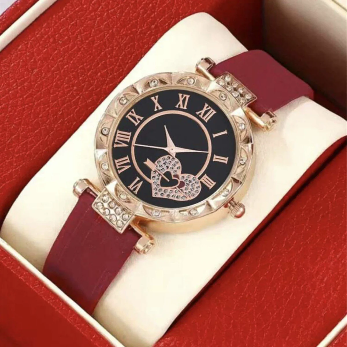 Quartz Watch Alloy Case Ordinary Glass Mirror Imitation Leather Strap Titanium Metal Buckle Round Dial Casual Style Unisex - Image 4