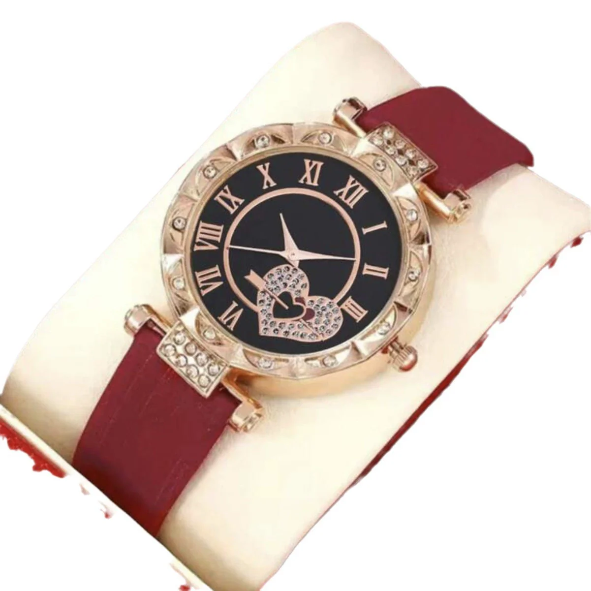Quartz Watch Alloy Case Ordinary Glass Mirror Imitation Leather Strap Titanium Metal Buckle Round Dial Casual Style Unisex - Image 5