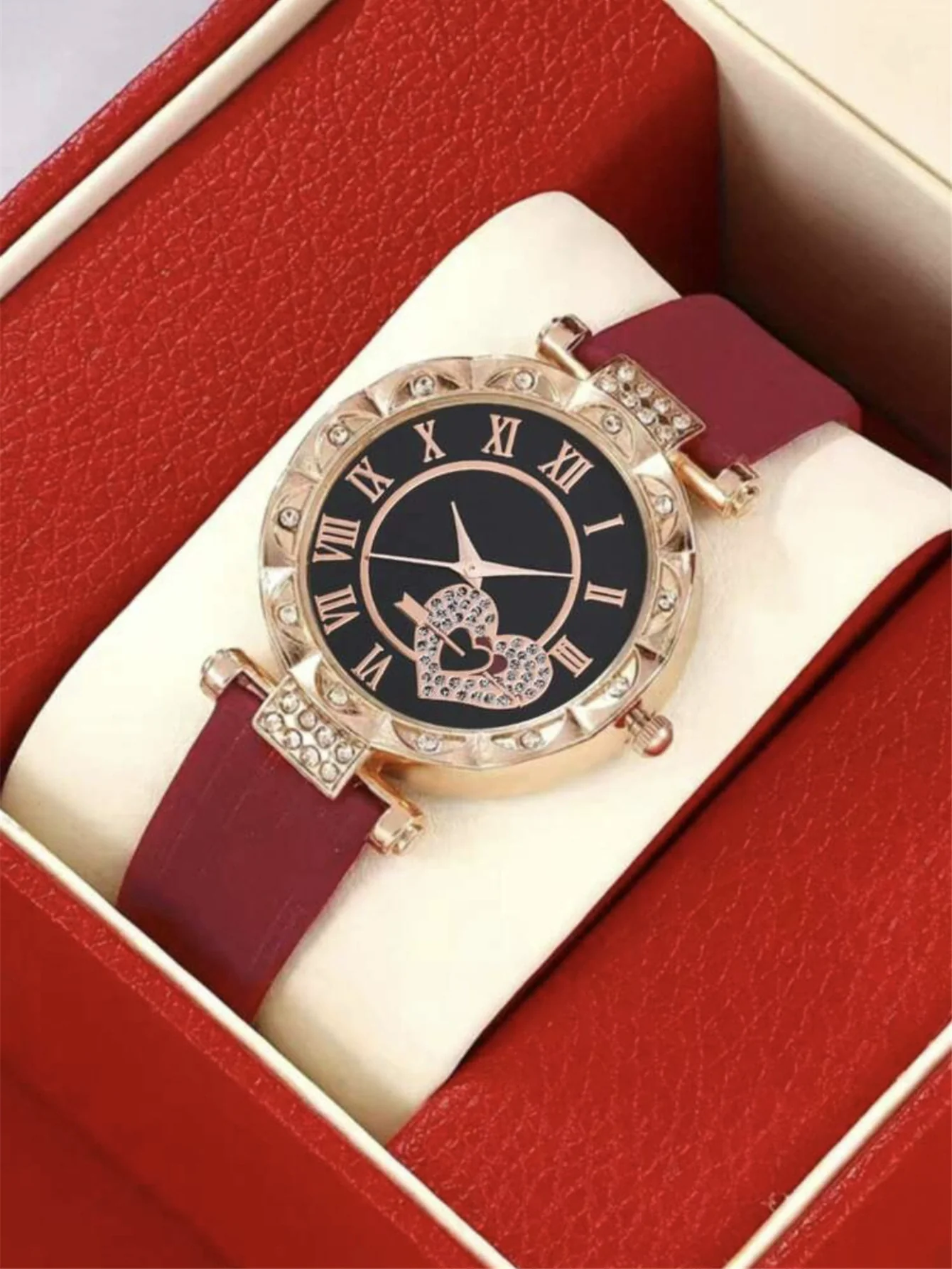 Quartz Watch Alloy Case Ordinary Glass Mirror Imitation Leather Strap Titanium Metal Buckle Round Dial Casual Style Unisex - Image 7