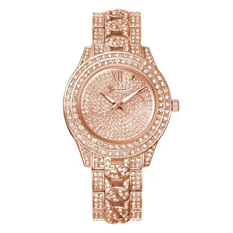 Quartz Watch Steel Band Diamond Round Alloy Fashion Style For Men And Women - Image 2