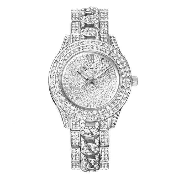 Quartz Watch Steel Band Diamond Round Alloy Fashion Style For Men And Women - Image 4