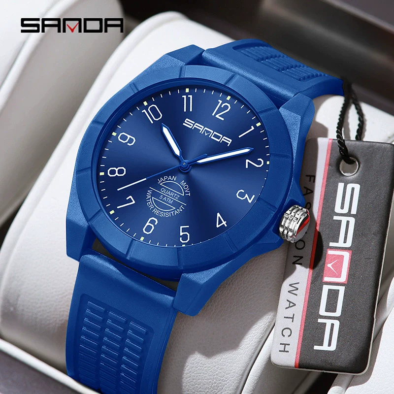 Quartz Watch Tpu Strap Abs Case Round Dial Casual Style Student Waterproof