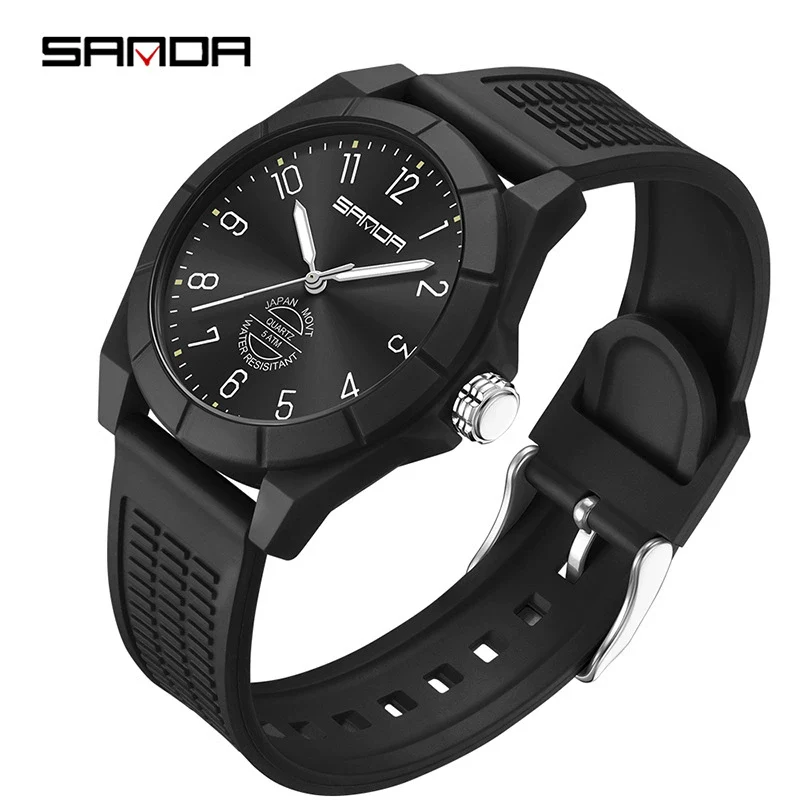 Quartz Watch Tpu Strap Abs Case Round Dial Casual Style Student Waterproof - Image 3