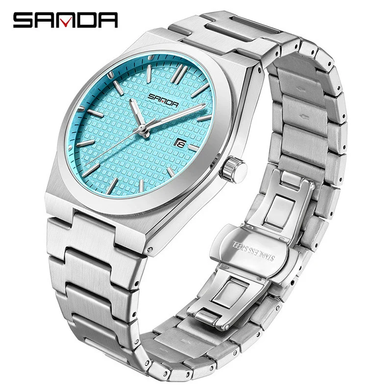 Quartz Watch Zinc Alloy Case Mineral Tempered Glass Mirror Round Dial Steel Strap Business Style Waterproof Luminous Men's Watch - Image 4