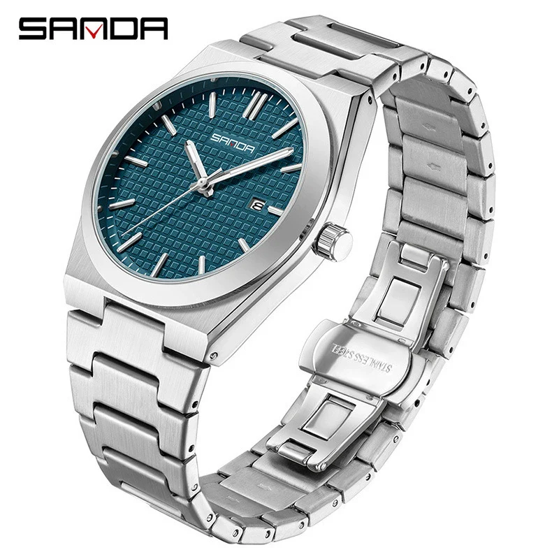 Quartz Watch Zinc Alloy Case Mineral Tempered Glass Mirror Round Dial Steel Strap Business Style Waterproof Luminous Men's Watch - Image 5