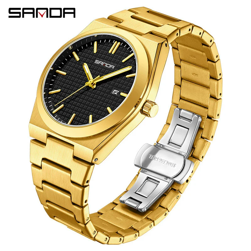 Quartz Watch Zinc Alloy Case Mineral Tempered Glass Mirror Round Dial Steel Strap Business Style Waterproof Luminous Men's Watch - Image 6