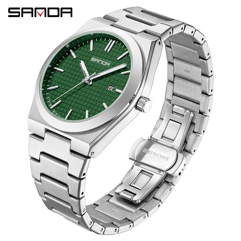 Quartz Watch Zinc Alloy Case Mineral Tempered Glass Mirror Round Dial Steel Strap Business Style Waterproof Luminous Men's Watch - Image 7