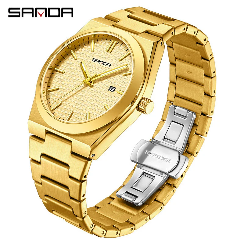 Quartz Watch Zinc Alloy Case Mineral Tempered Glass Mirror Round Dial Steel Strap Business Style Waterproof Luminous Men's Watch - Image 8