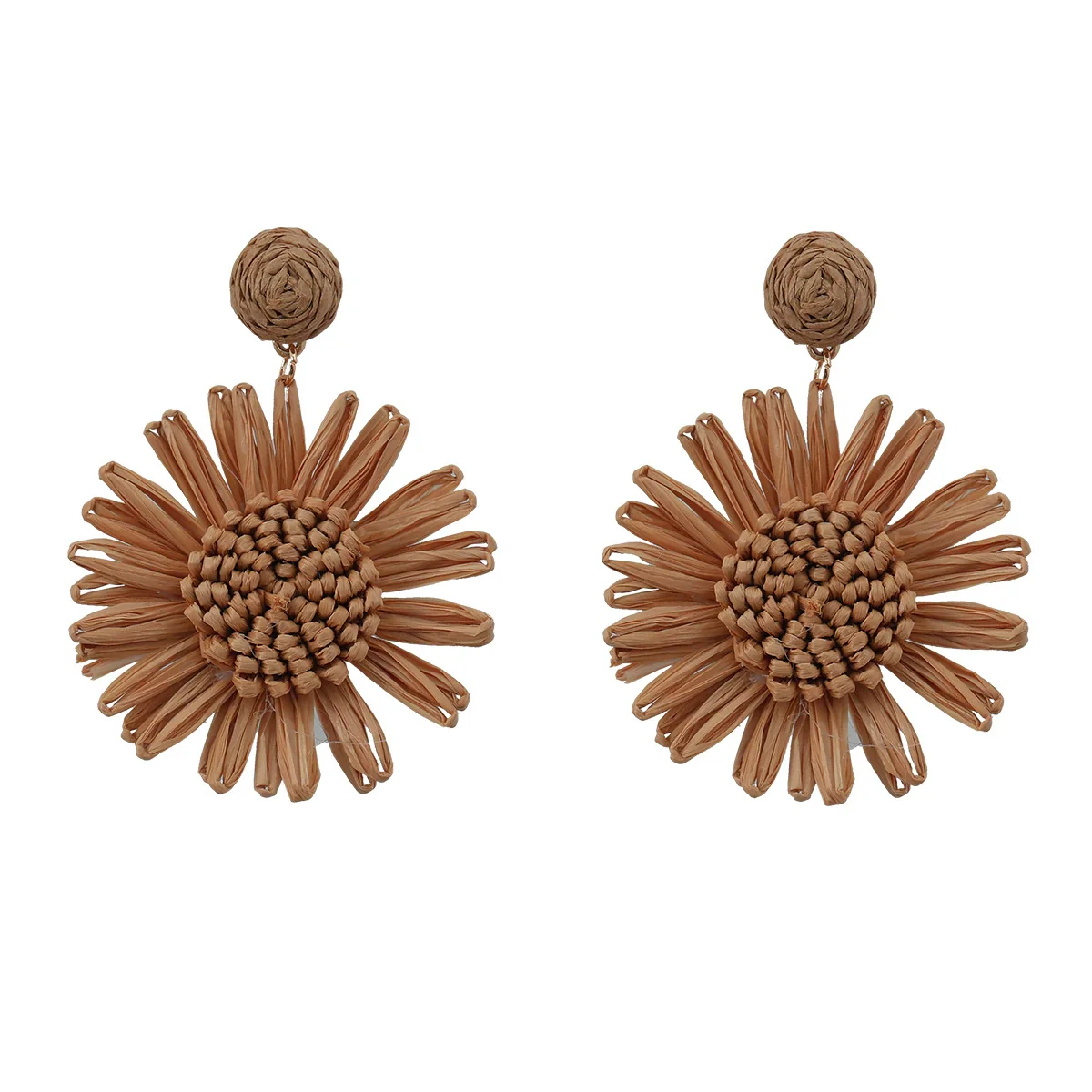 Raffia Women's Woven Flower Earrings - Image 11