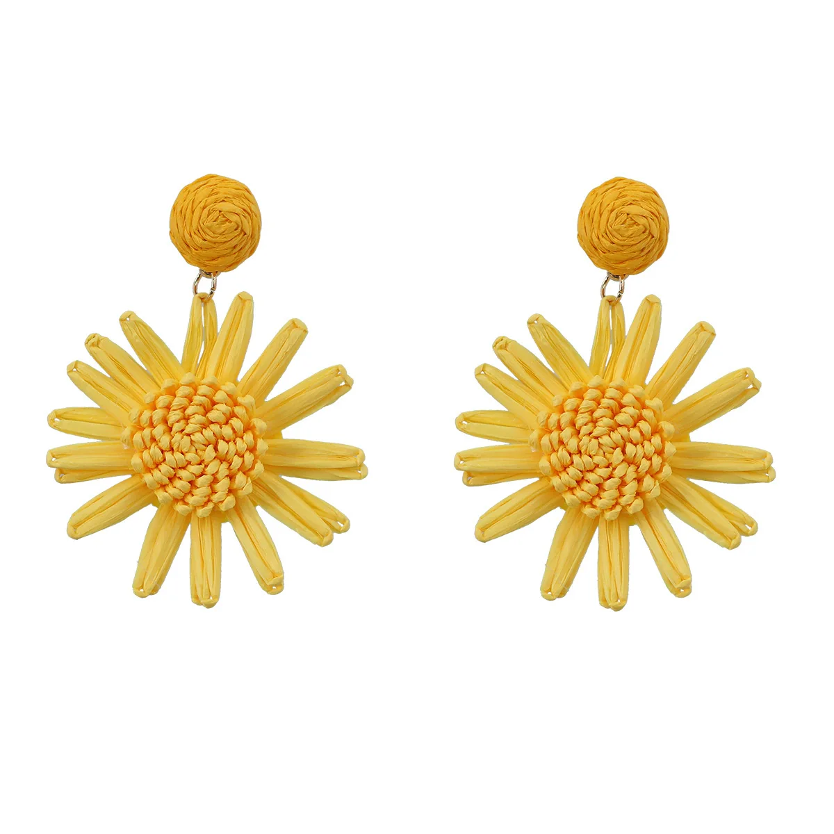 Raffia Women's Woven Flower Earrings - Image 7
