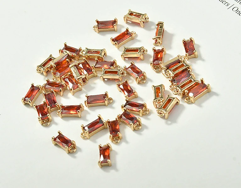 Rectangular Crystal Glass Pendant Ear Accessories Metal Copper Plated Handmade - Image 12