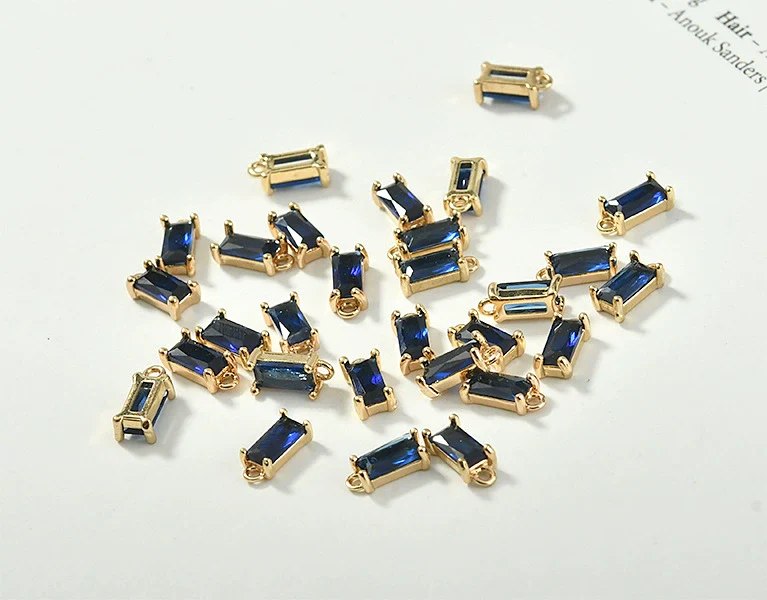 Rectangular Crystal Glass Pendant Ear Accessories Metal Copper Plated Handmade - Image 13