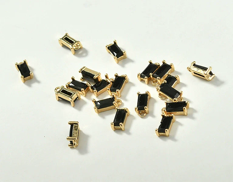 Rectangular Crystal Glass Pendant Ear Accessories Metal Copper Plated Handmade - Image 16