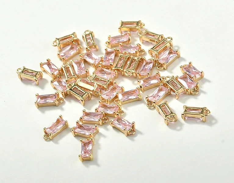 Rectangular Crystal Glass Pendant Ear Accessories Metal Copper Plated Handmade - Image 7