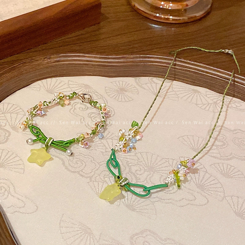 Resin Handmade Foreststyle Star And Flower Bracelet And Necklace Set For Women - Image 3