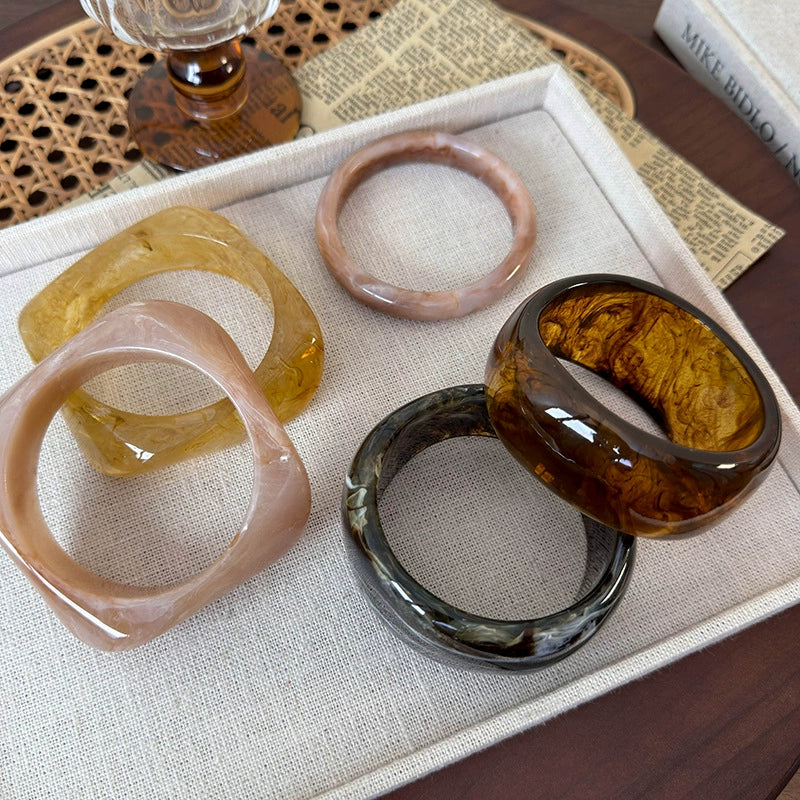 Resin Irregular Stacked Bracelet Women's Highend Niche Design Polish Geometric Style - Image 3