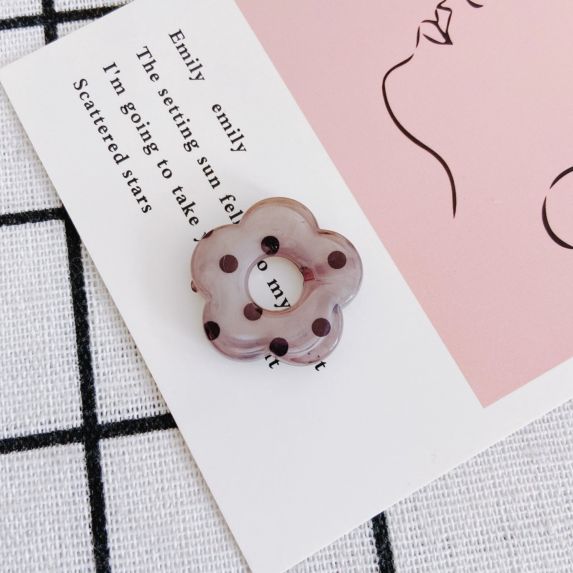 Resin Milk Tea Spotted Halfhole Flower Earrings Jewelry Accessories With Environmental Protection Treatment - Image 11