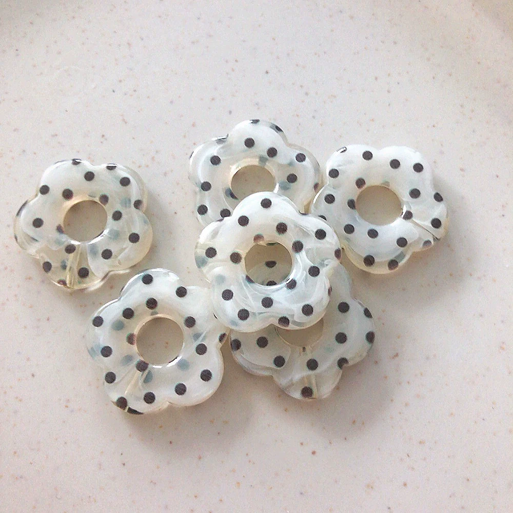 Resin Milk Tea Spotted Halfhole Flower Earrings Jewelry Accessories With Environmental Protection Treatment - Image 12