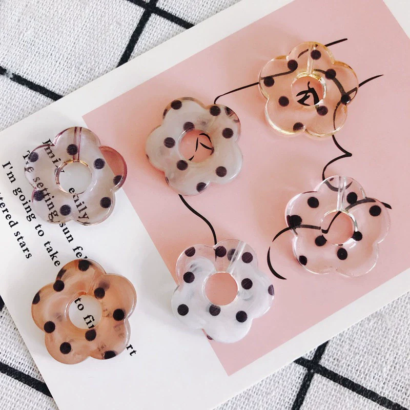 Resin Milk Tea Spotted Halfhole Flower Earrings Jewelry Accessories With Environmental Protection Treatment - Image 3