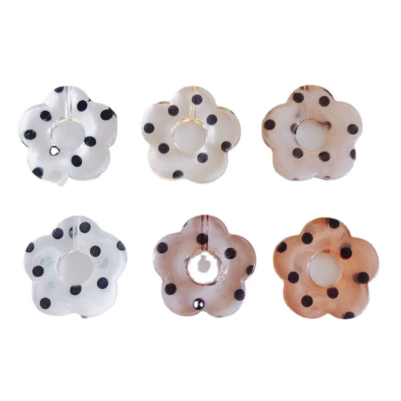 Resin Milk Tea Spotted Halfhole Flower Earrings Jewelry Accessories With Environmental Protection Treatment - Image 4