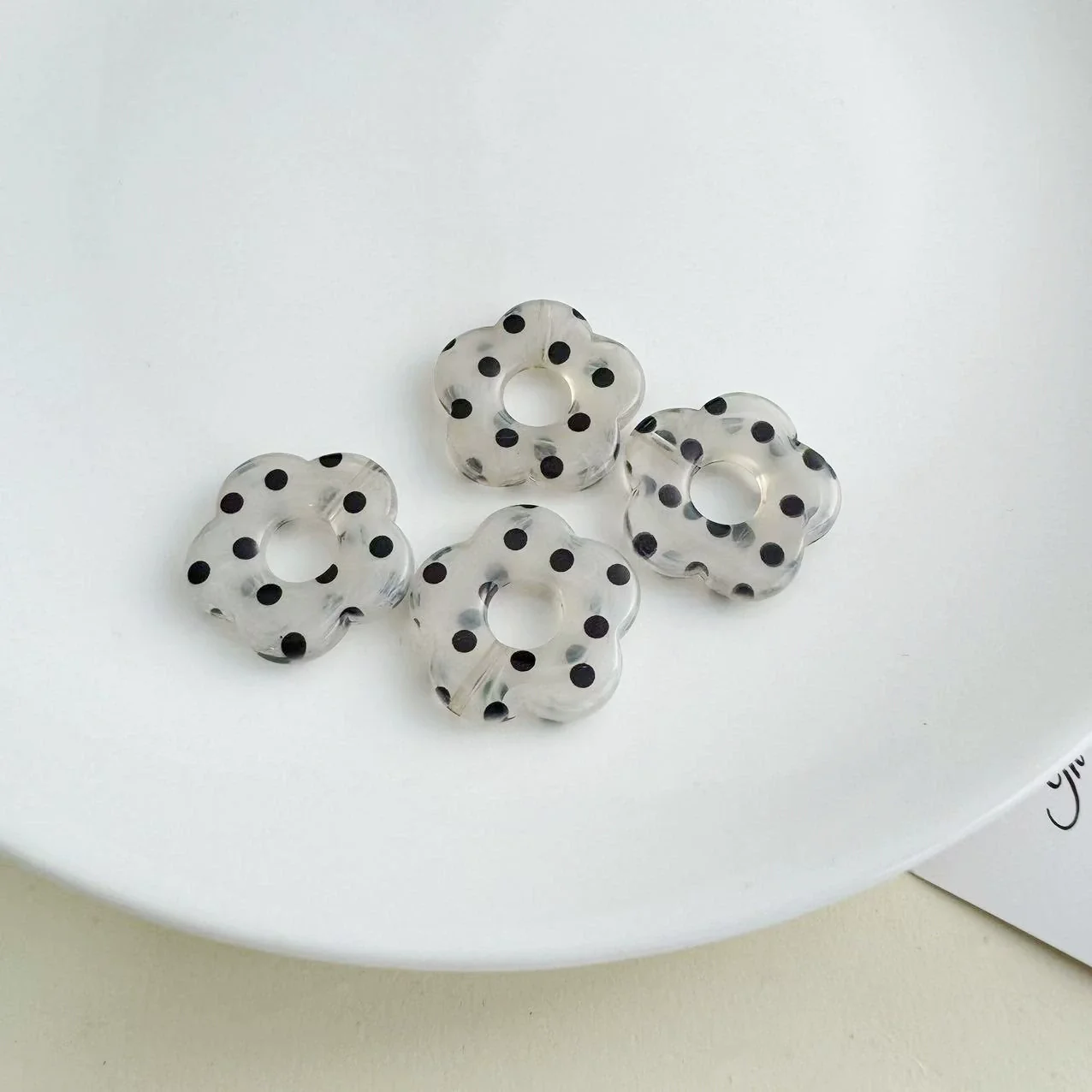 Resin Milk Tea Spotted Halfhole Flower Earrings Jewelry Accessories With Environmental Protection Treatment - Image 6