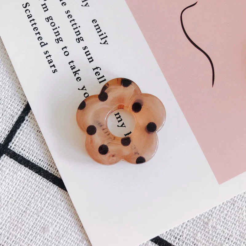 Resin Milk Tea Spotted Halfhole Flower Earrings Jewelry Accessories With Environmental Protection Treatment - Image 7
