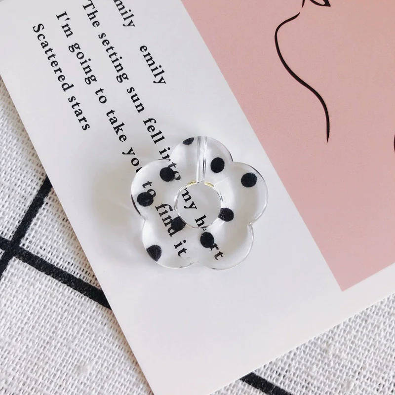 Resin Milk Tea Spotted Halfhole Flower Earrings Jewelry Accessories With Environmental Protection Treatment - Image 8