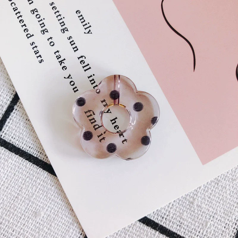 Resin Milk Tea Spotted Halfhole Flower Earrings Jewelry Accessories With Environmental Protection Treatment - Image 9