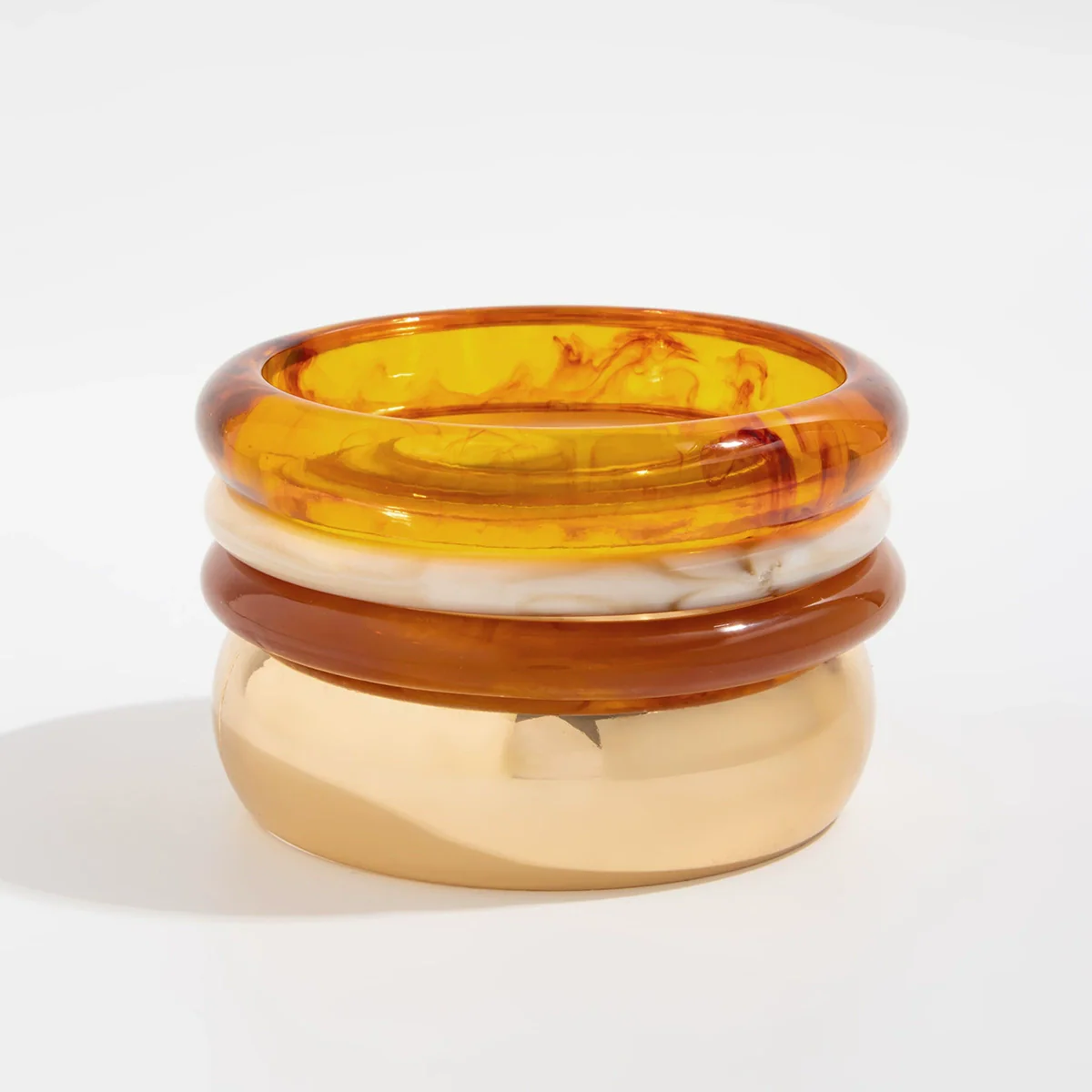 Retro Amber Smudged Acrylic Resin Wide Bracelet With Electroplating And Geometric Style - Image 5