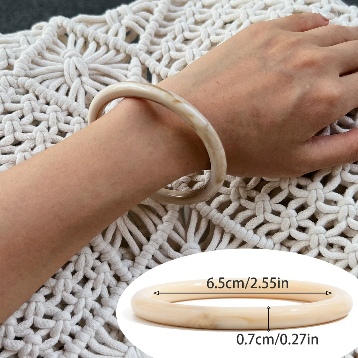 Retro Amber Smudged Acrylic Resin Wide Bracelet With Electroplating And Geometric Style - Image 8