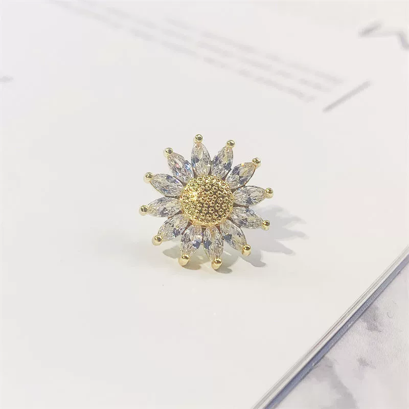 Retro Blue Crystal Alloy Antirunning Light Buckle Brooch With Flower Pattern Electroplated For Women - Image 11