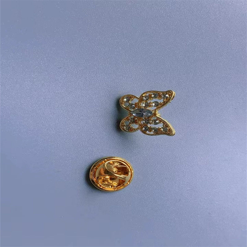 Retro Blue Crystal Alloy Antirunning Light Buckle Brooch With Flower Pattern Electroplated For Women - Image 17