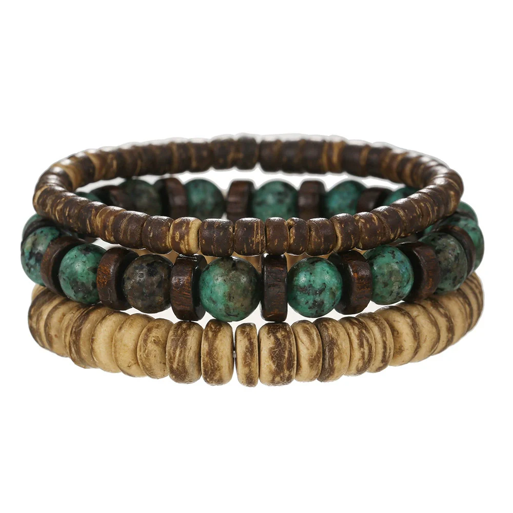 Retro Brushed Tin Ccb Pine Stone Handmade Geometric Bracelet Unisex - Image 10
