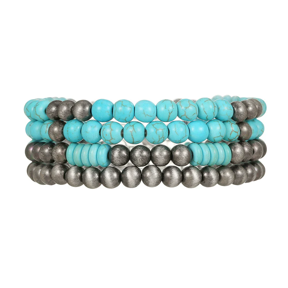 Retro Brushed Tin Ccb Pine Stone Handmade Geometric Bracelet Unisex - Image 5