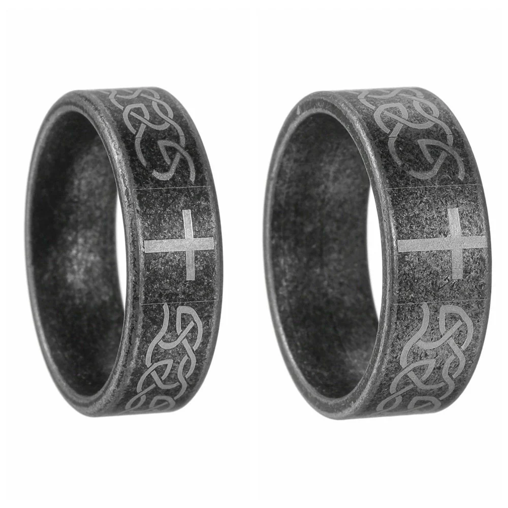 Retro Cross Titanium Steel Ring Geometric Distressed Style Unisex Jewelry - Image 5