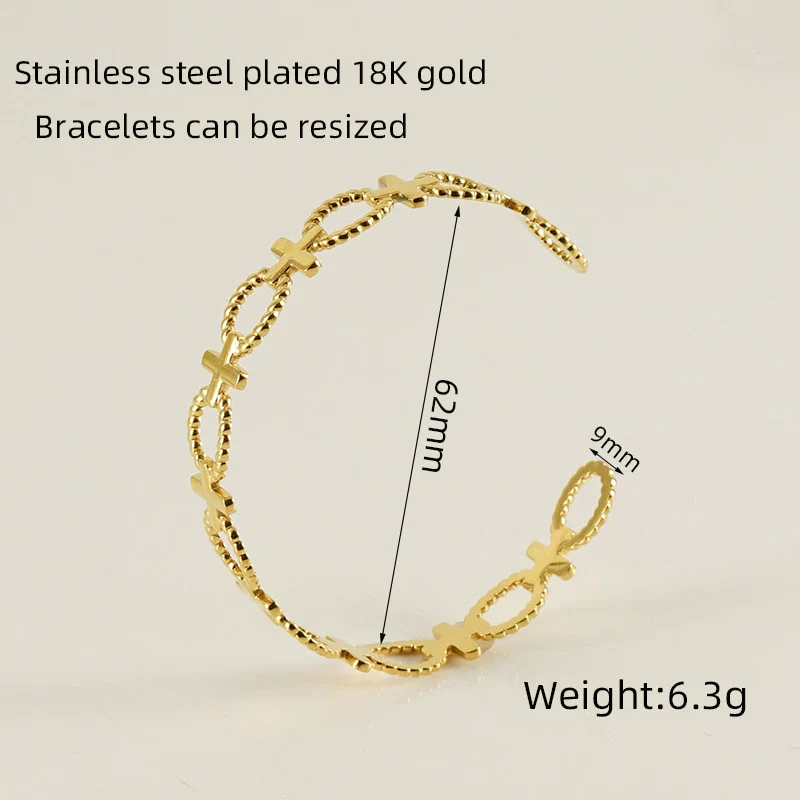 Retro Fashion 316L Stainless Steel Open Cshaped Women's Bracelet With Electroplating Treatment - Image 10