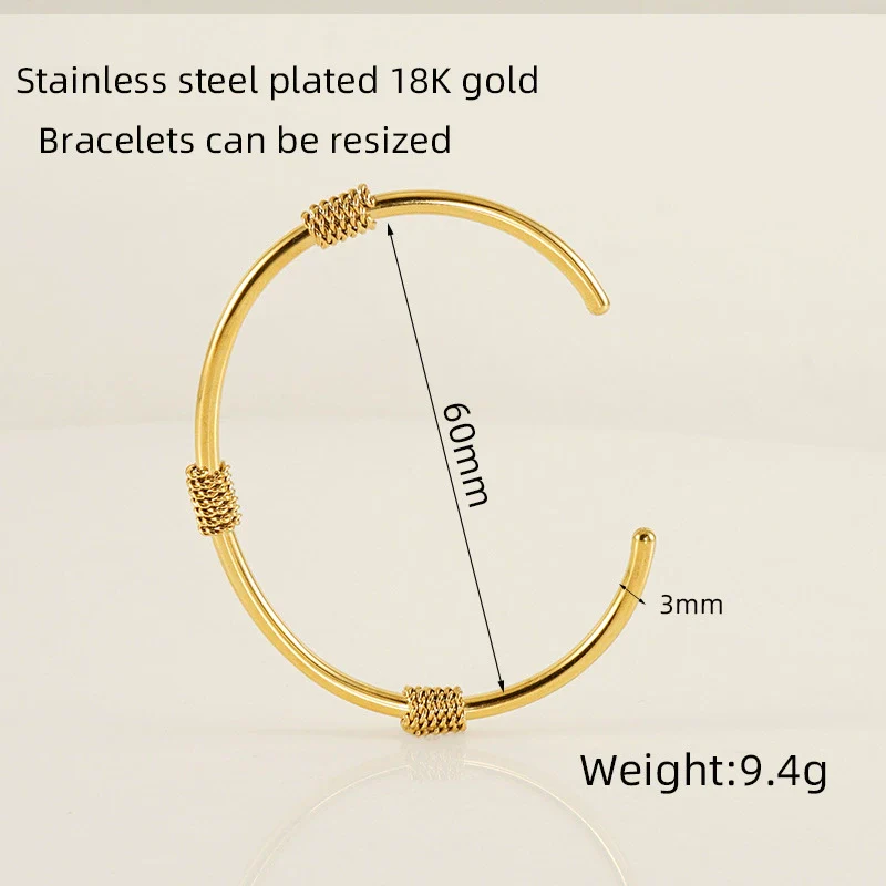 Retro Fashion 316L Stainless Steel Open Cshaped Women's Bracelet With Electroplating Treatment - Image 14