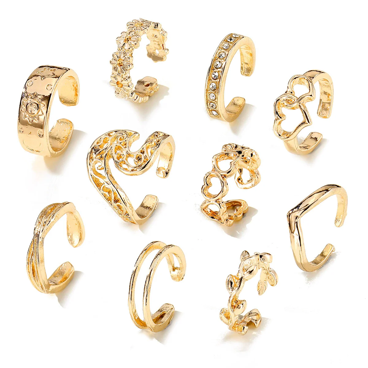 Retro Flower Geometric Pattern Alloy Ring For Women - Image 5