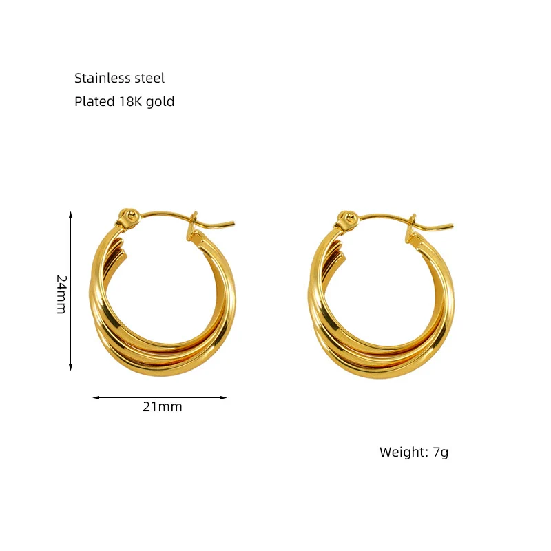 Retro Geometric Irregular 316L Stainless Steel And Titanium Steel Earrings With Electroplating And 18K Gold Plated Rhombus Pattern - Image 7