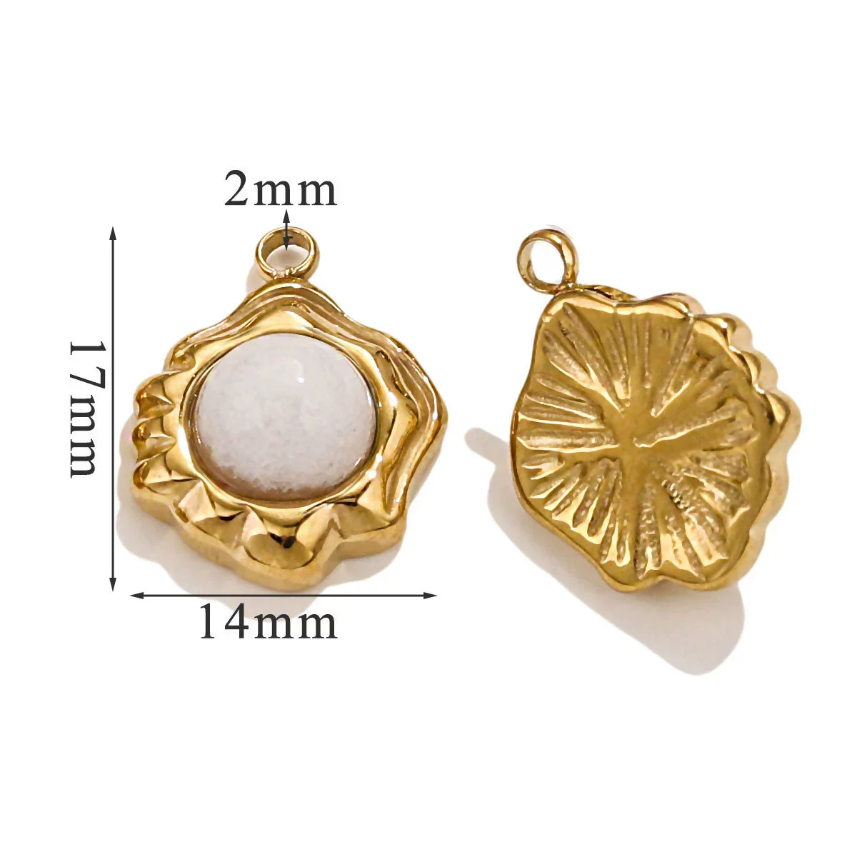 Retro Geometric Jewelry Accessories Titanium Steel And Stainless Steel With Natural Stone Flower Shape Electroplated 18K Gold - Image 11
