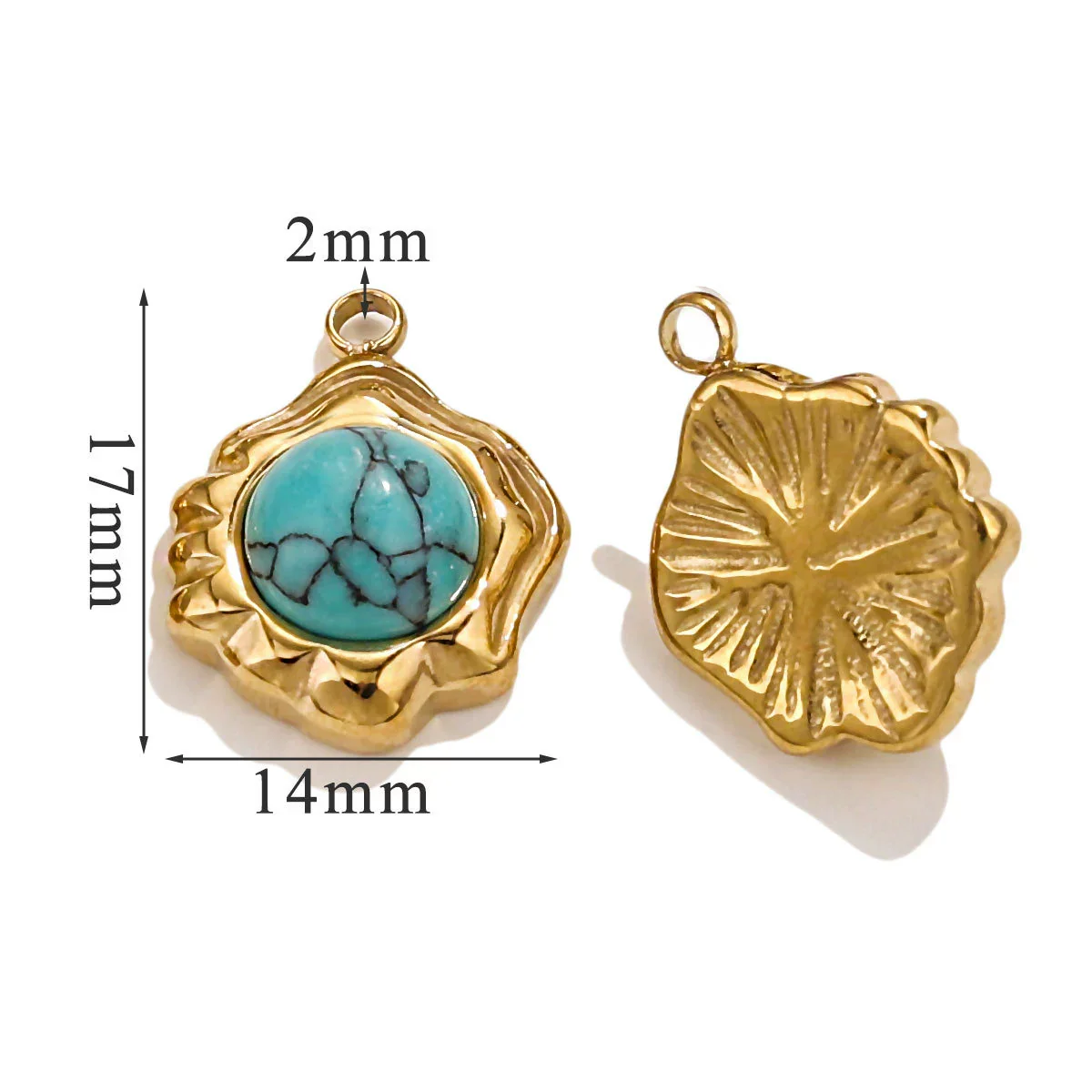 Retro Geometric Jewelry Accessories Titanium Steel And Stainless Steel With Natural Stone Flower Shape Electroplated 18K Gold - Image 15